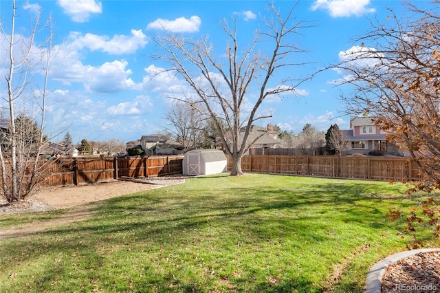 view of yard with a storage unit