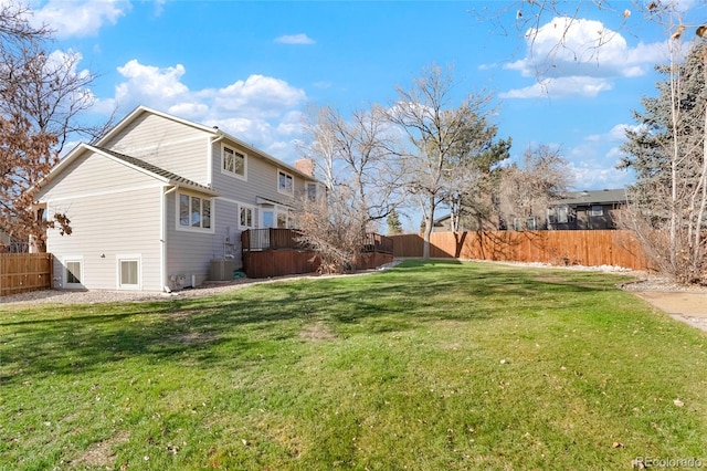 view of yard with a deck