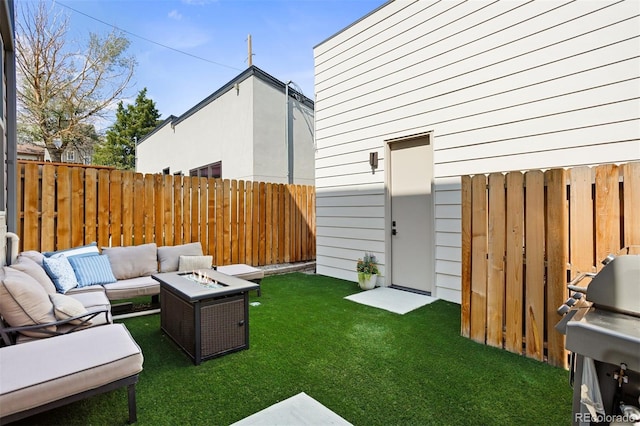 1250 W Osceola St Unit 2, Denver, CO 80204 - view of yard featuring an outdoor living space with a fire pit