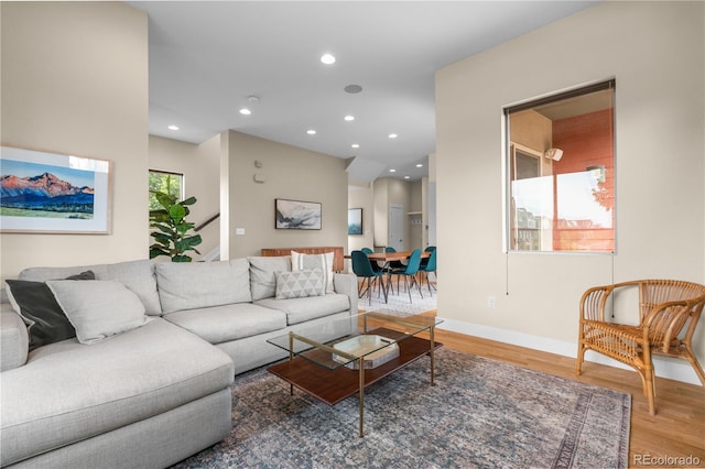 5046 Uinta St, Denver, CO 80238 - living room with wood finished floors and recessed lighting