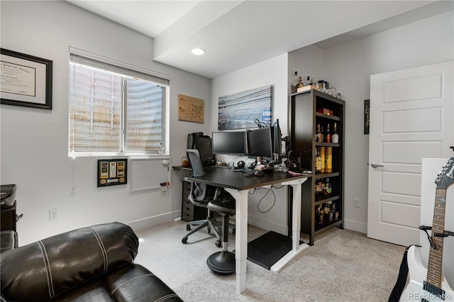 5046 Uinta St, Denver, CO 80238 - carpeted home office featuring baseboards and recessed lighting