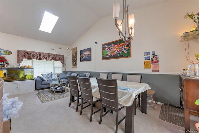 2246 S Ensenada St, Aurora, CO 80013 - dining space featuring carpet, high vaulted ceiling, and a chandelier