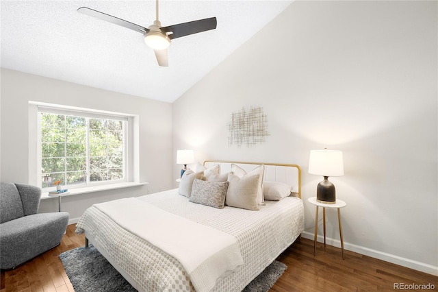 7373 E Iowa Ave Unit 1124, Denver, CO 80231 - bedroom with wood finished floors, lofted ceiling, and ceiling fan