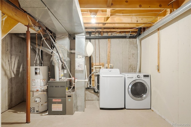 7373 E Iowa Ave Unit 1124, Denver, CO 80231 - unfinished below grade area featuring strapped water heater, washing machine and dryer, and heating unit