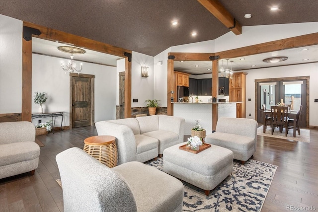 1124 E Poncha Ave, Poncha Springs, CO 81242 - living room featuring a chandelier, dark wood-style floors, and recessed lighting