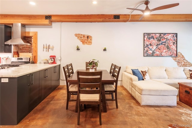 117 Elati St Unit 1, Denver, CO 80223 - dining room featuring finished concrete flooring, ceiling fan, and recessed lighting