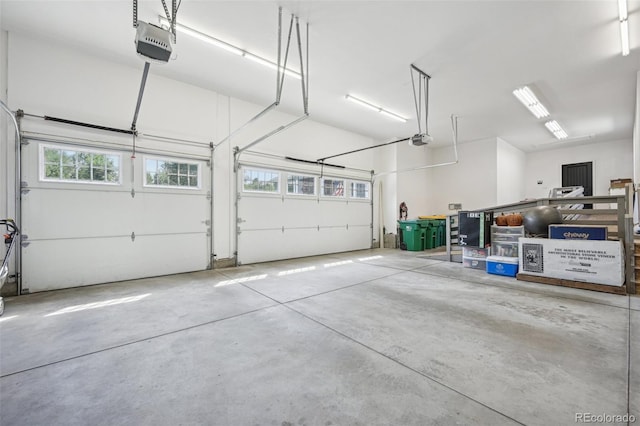 garage with a garage door opener