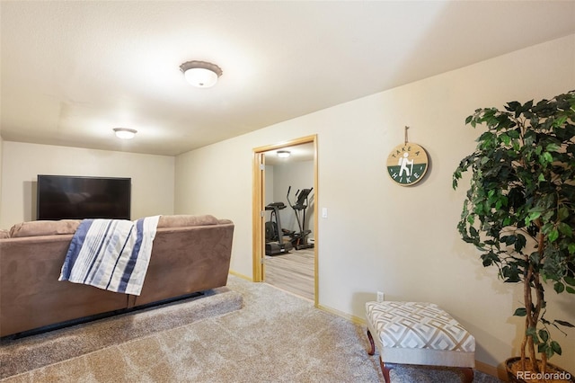 living room with light colored carpet