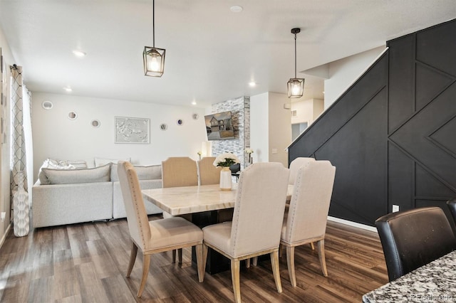 dining area featuring hardwood / wood-style floors