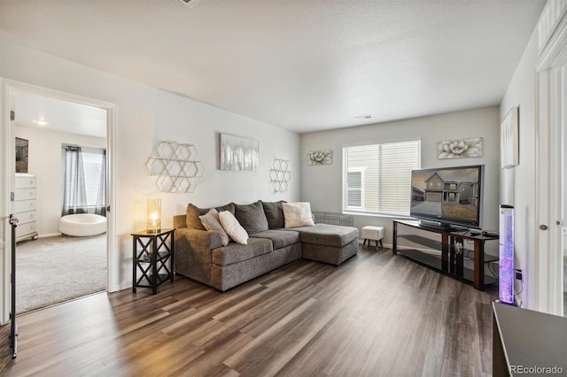 living room featuring dark hardwood / wood-style floors