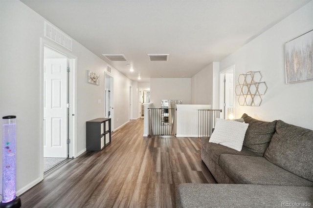 living room featuring dark hardwood / wood-style floors