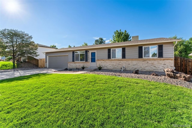 3082 S Laredo Cir, Aurora, CO 80013 - ranch-style home featuring brick siding, driveway, an attached garage, and a chimney