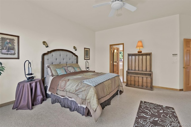 6240 Wilson Rd, Colorado Springs, CO 80919 - bedroom with carpet flooring, baseboards, ceiling fan, and ensuite bath