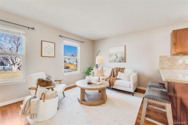 living room featuring light wood-type flooring