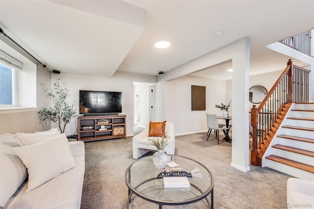 living room with carpet flooring