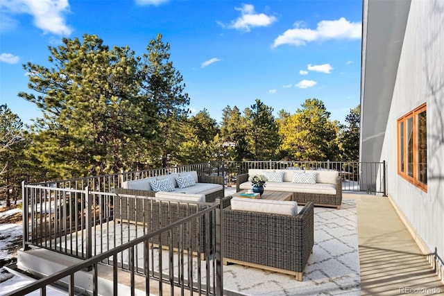 view of patio with an outdoor living space