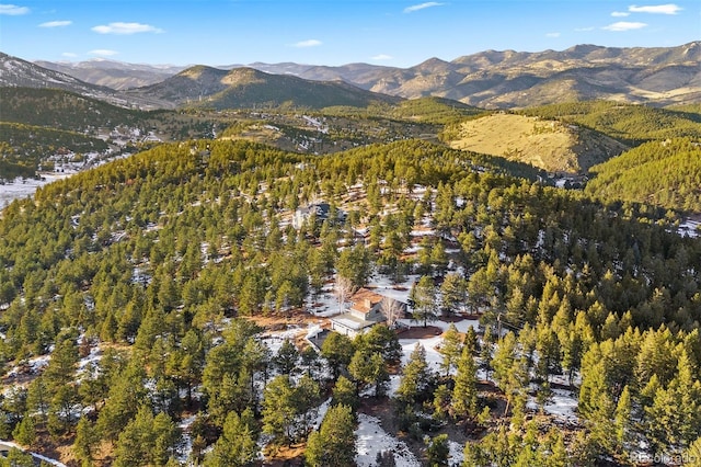 view of mountain feature featuring a wooded view