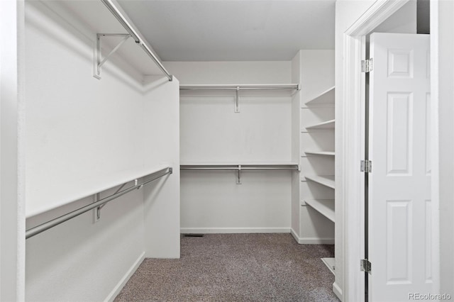 walk in closet with carpet floors and visible vents