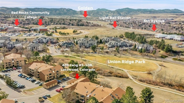 420 Zang St Unit 108, Lakewood, CO 80228 - birds eye view of property with a mountain view and a residential view