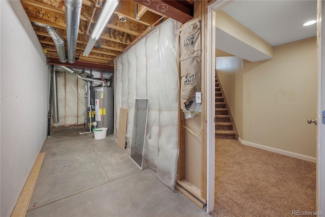 basement featuring water heater