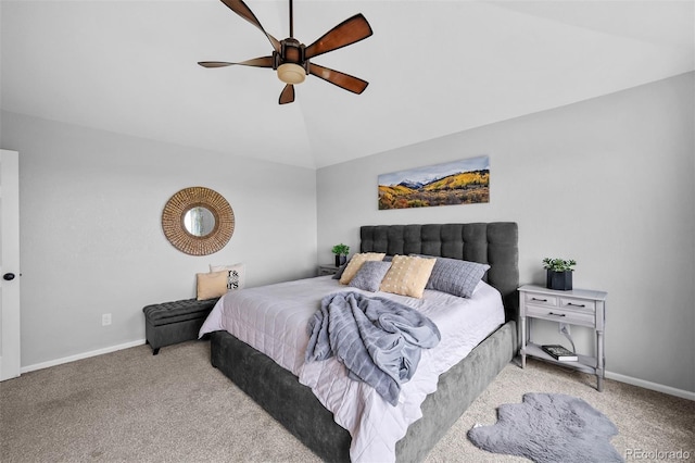 603 E 2nd Ave, Castle Rock, CO 80108 - bedroom with carpet, lofted ceiling, and a ceiling fan