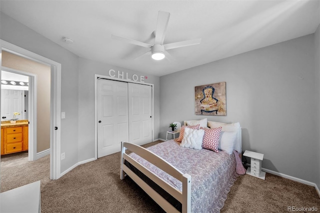 603 E 2nd Ave, Castle Rock, CO 80108 - carpeted bedroom with a closet and a ceiling fan