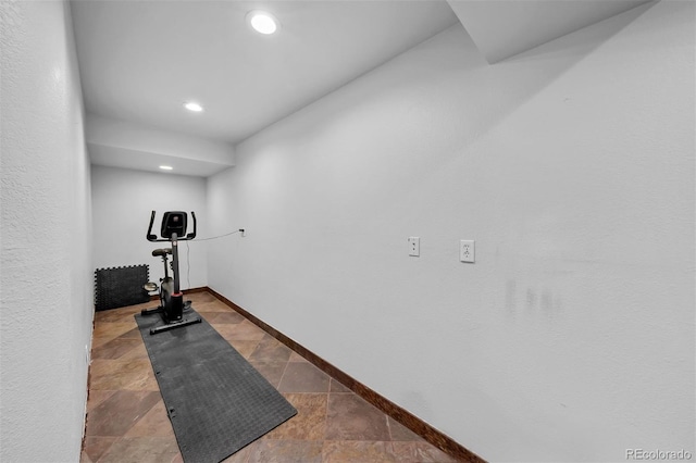 603 E 2nd Ave, Castle Rock, CO 80108 - workout room featuring stone finish floors and recessed lighting