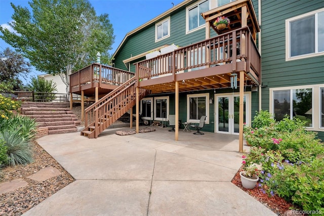 603 E 2nd Ave, Castle Rock, CO 80108 - back of house with a patio area, stairs, a wooden deck, and french doors