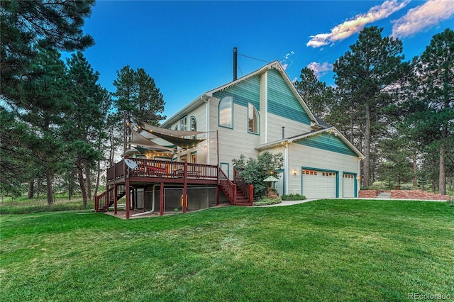 exterior space featuring a wooden deck and a yard