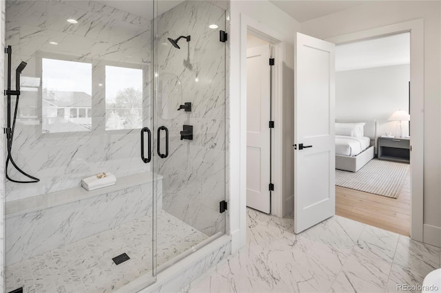 1195 S Milwaukee St, Denver, CO 80210 - ensuite bathroom with a marble finish shower and marble finish flooring
