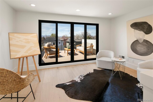 1195 S Milwaukee St, Denver, CO 80210 - living area with wood finished floors, recessed lighting, and baseboards