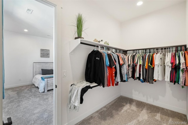 spacious closet featuring carpet floors