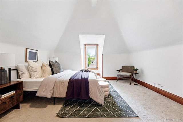 3330 W 30th Ave, Denver, CO 80211 - bedroom with carpet floors, vaulted ceiling, and baseboards