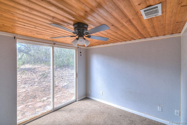 11 Hupp Rd, Bailey, CO 80421 - unfurnished room with ceiling fan, visible vents, wooden ceiling, and a wealth of natural light