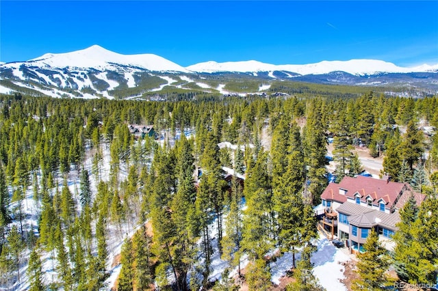 bird's eye view with a mountain view