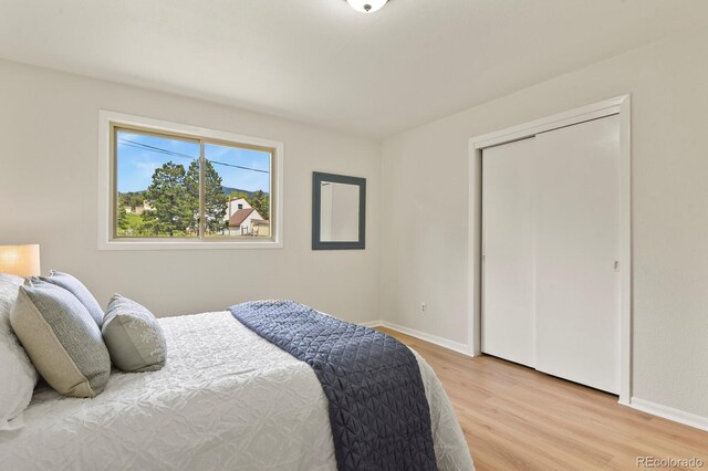 30221 Stagecoach Blvd, Evergreen, CO 80439 - bedroom with light wood-type flooring and baseboards