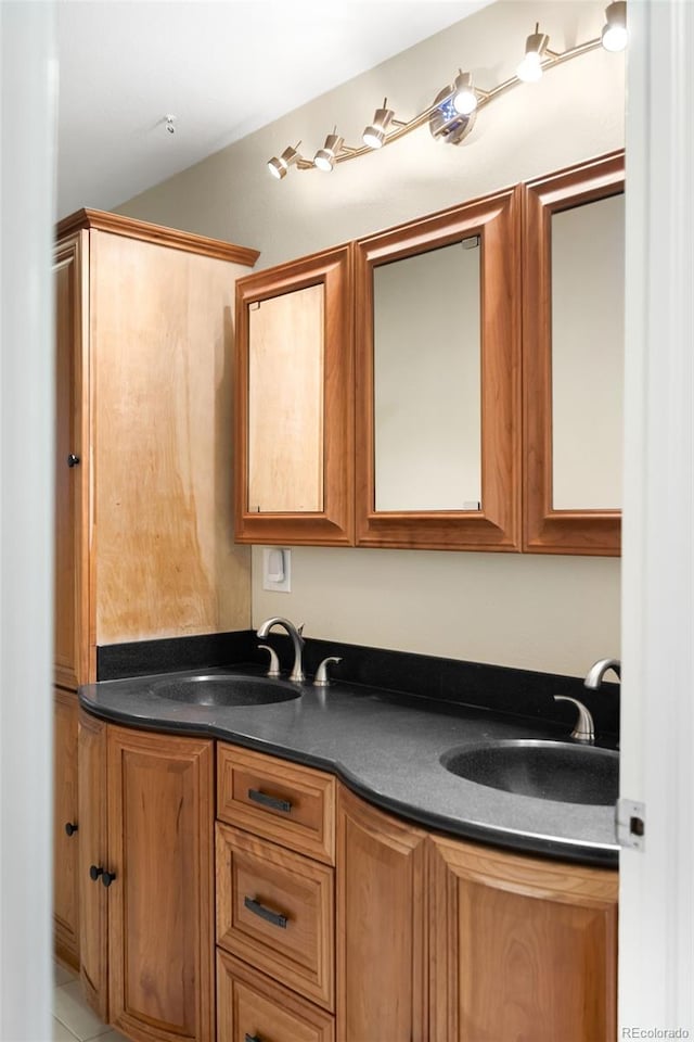 bathroom featuring double vanity