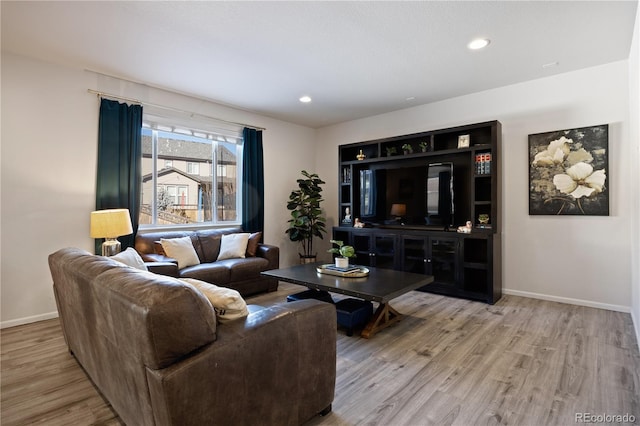 living room featuring light hardwood / wood-style floors