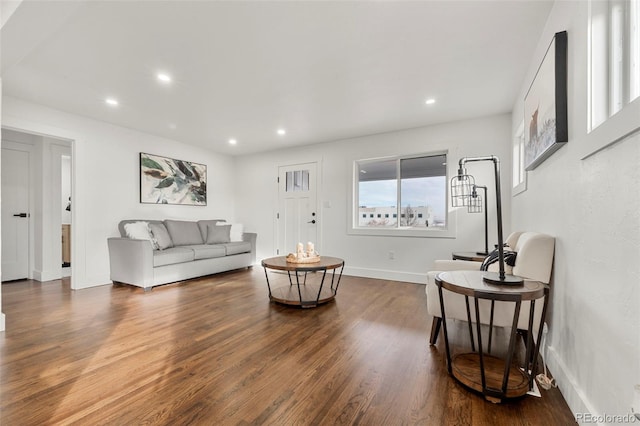 living room with hardwood / wood-style flooring