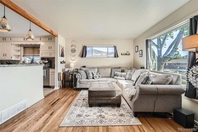 7060 Avrum Dr, Denver, CO 80221 - living area with plenty of natural light and light wood-style floors
