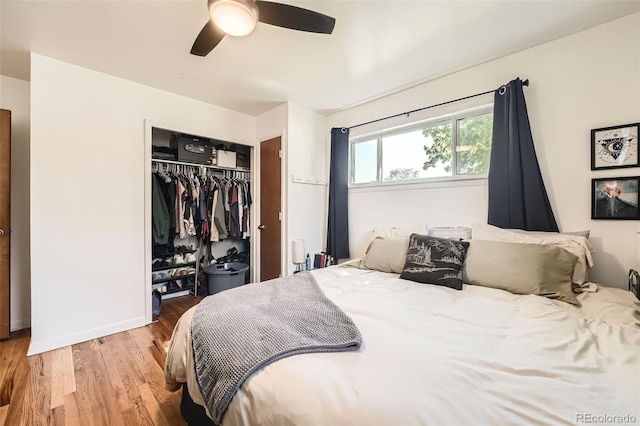 7060 Avrum Dr, Denver, CO 80221 - bedroom featuring light wood-type flooring, a closet, and a ceiling fan