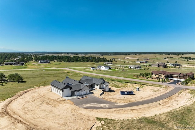 aerial view with a rural view