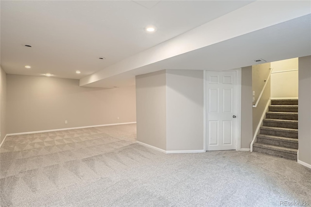 basement with carpet floors