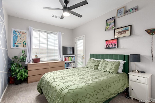 4451 S Ammons St Unit 5-307, Littleton, CO 80123 - carpeted bedroom with a ceiling fan and visible vents