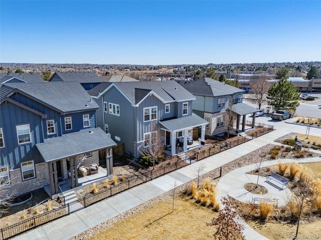 drone / aerial view featuring a residential view