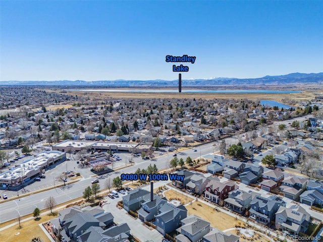 aerial view with a residential view and a mountain view