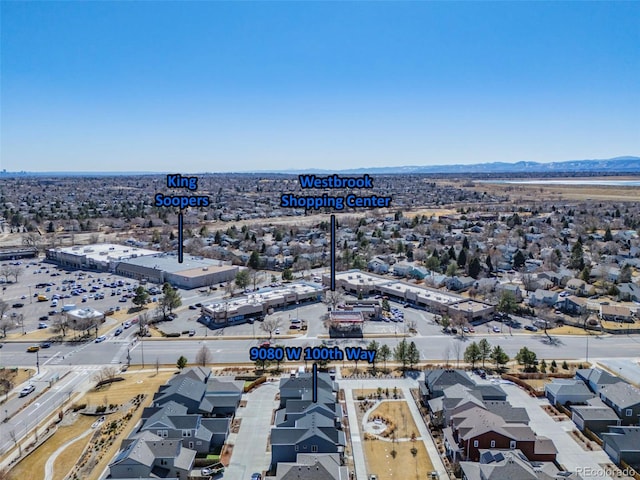 drone / aerial view with a residential view