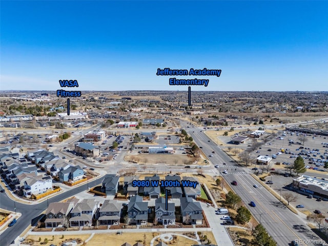 drone / aerial view featuring a residential view