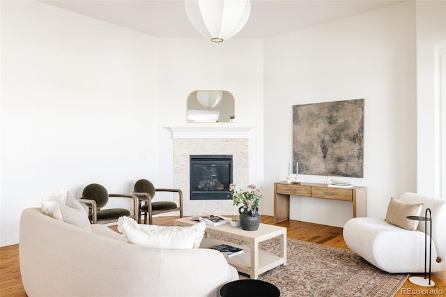 living room with hardwood / wood-style floors