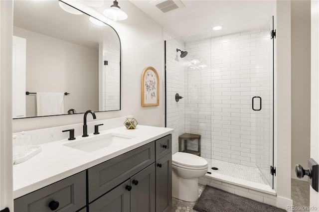 3147 Juniper Ct, Golden, CO 80401 - full bath featuring vanity, a stall shower, toilet, and tile patterned floors
